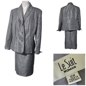 Le Suit Woman Skirt Suit Set 3 Button Blazer Pencil Skirt 18W office church